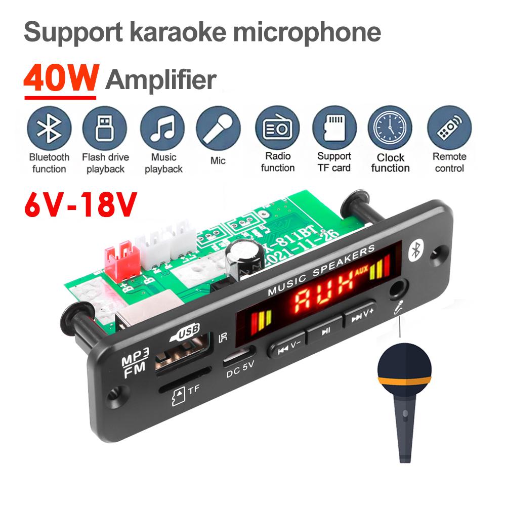 

Автомобильные аксессуары - Bluetooth 40 Вт усилитель плата FM радио модуль 6-12 В U-диск TF карта аудио декодер стерео с микрофоном для автомобильного динамика Mp3 Play