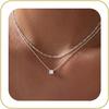 Tewiky Dainty 14k Gold Plated/Silver Cubic Zirconia Necklaces for Women | Simple CZ Jewelry Necklaces Trendy Gifts