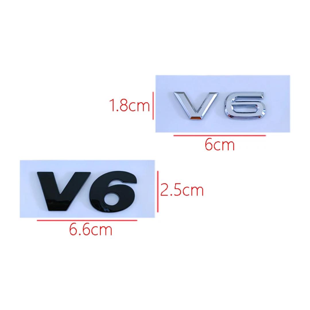 

3D ABS хром черный V6 буквы автомобиля задний багажник крыло эмблема значок наклейки наклейки для V/WP/olo G/olf P/assat T/ouareg аксессуары 6.6X2.5MM серебряный