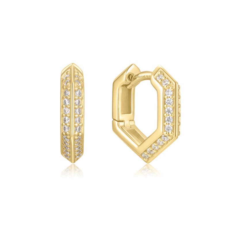 ANIA HAIE Gold Sparkling Shield Huggie Hoop Earrings 925 Silver E067-06G
