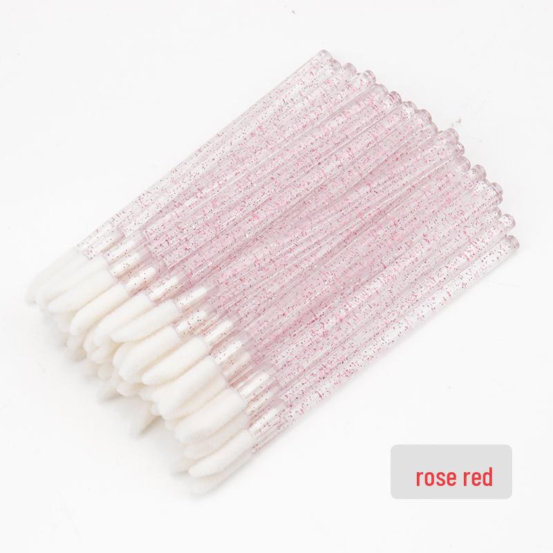 50-Pack Disposable Lip Brushes - Straight & Slanted Head Crystal Rods for Gloss and Lipstick Application