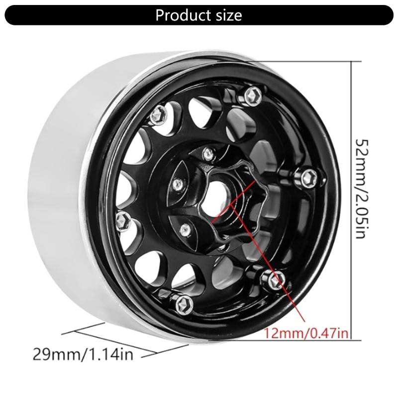 Fashionable Machined Sturdy Aluminum Alloy Beadlock Rims for 1/10 Scale Rock Crawlers Deep Dish Designs Accessory