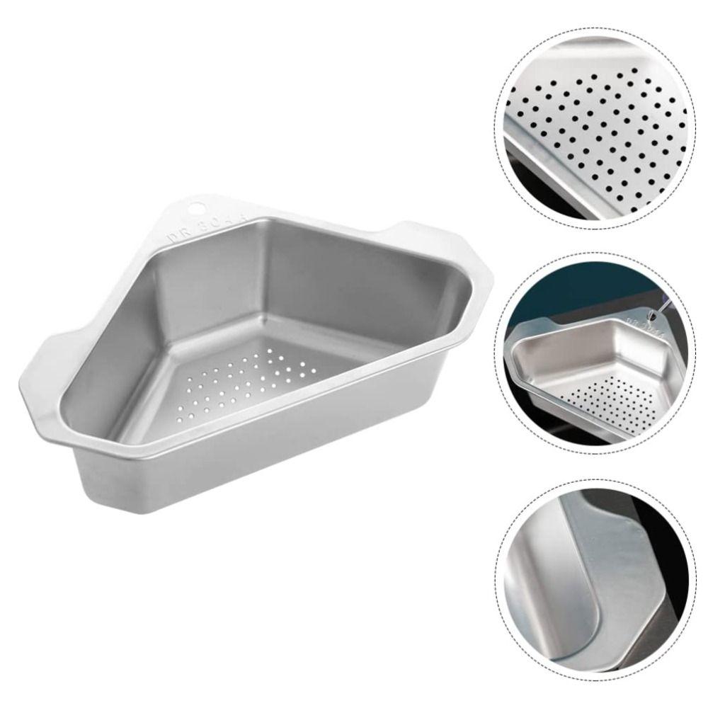 Triangle Shape Stainless Steel Sink Drain Basket Triangular Sink Filter  Cutlery Storage
