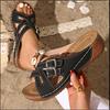 Fashion Metal Buckle Sandals for Women 2025 Summer New Fashion Versatile Cross Flats Casual Breathable Lightweight Comfortable