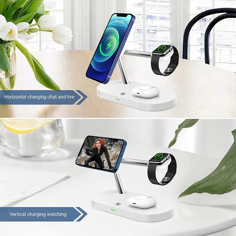 3 v 1 magnetický bezdrátový nabíjecí stojan pro iPhone 15 14 13 Pro Max Watch 9 8 7 Airpods indukční rychlonabíjecí stanice USB