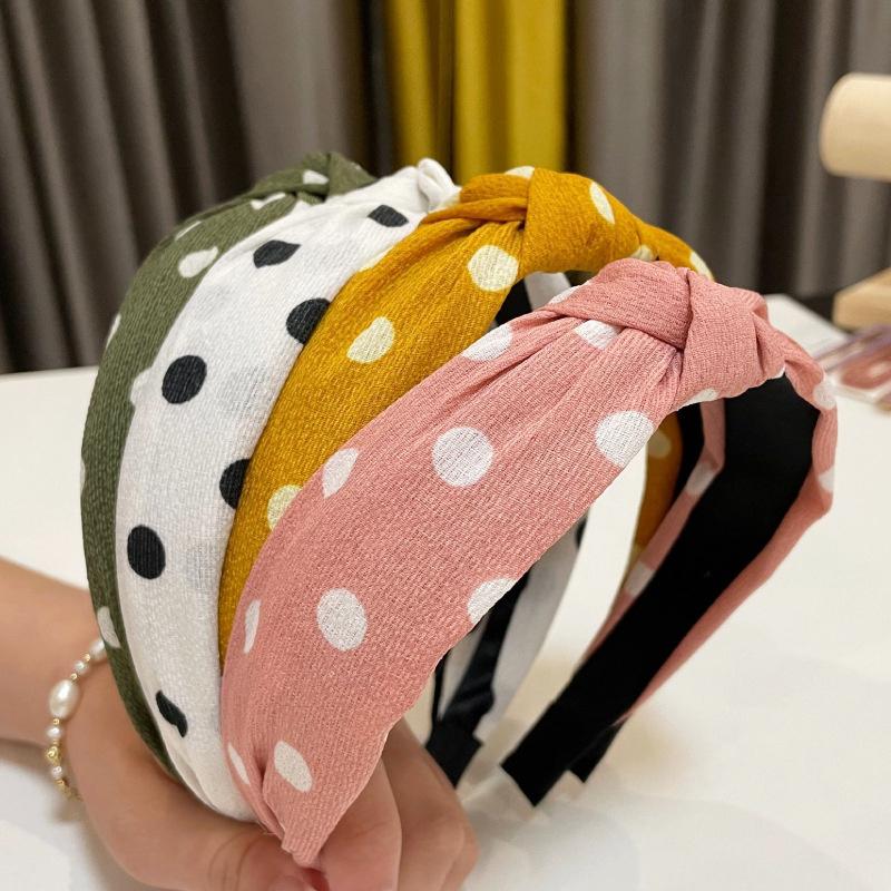 Fashion Women's And Girls Polka Dots Print Headband With Center Knot for Ladies Daily Casual Hair Accessories