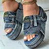 Fashion Platform Women Slippers New Summer Elegant Denim Sandals Comfortable Slip on Shoes Beach Walking Slippers Casual Slides Women