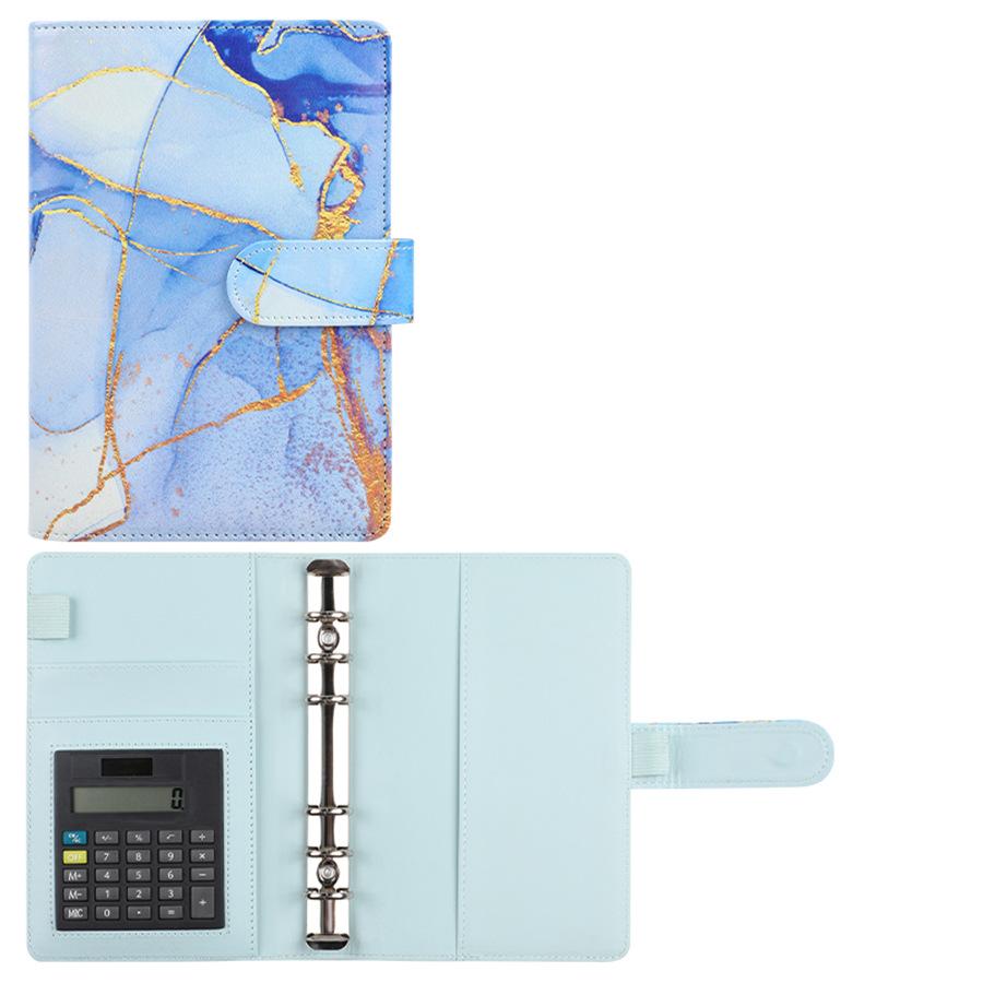 A6 Purple Marble with Calculator Money Budget Planner Binder Zipper EnvelopesCash Envelopes For Budgeting Money Organizer Binde