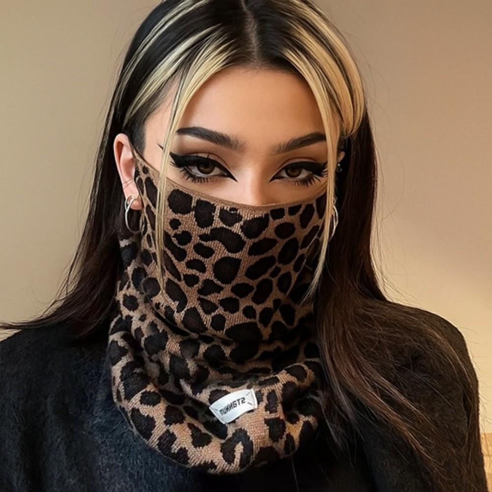 Polka Point Earhook Neck Warmer Leopard Print Pullover Cap Winter Cycling Thermal Mask Riding