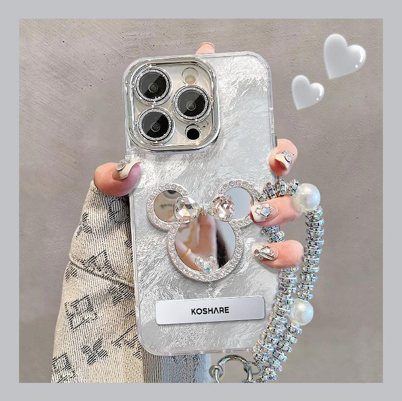Mickey mirror bracket chain is suitable for Apple 11 mobile phone case 11PRO explosive tinfoil pattern 11 lens film X advanced