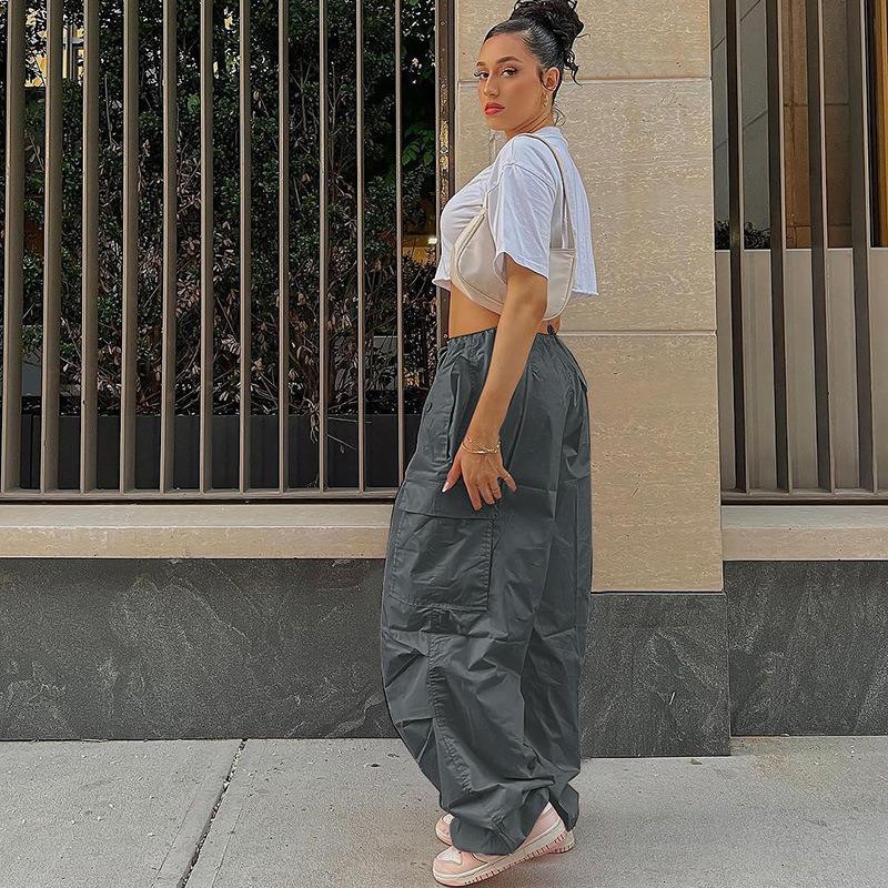 

Уличные свободные рабочие брюки осенняя мода повседневные брюки с низкой талией большие размеры утягивающие леггинсы брюки женские L серый