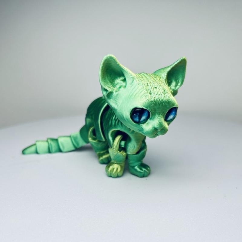 Flexible Joints Articulated Cats Fidgety Toy Desktop Pet Decorations 3D Printed Cats,Realistic Hairless Cats Statues
