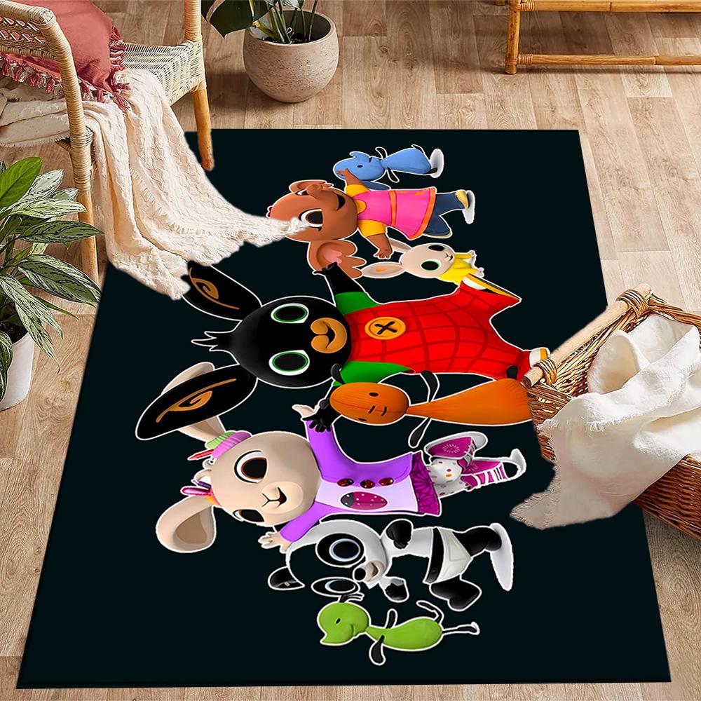Bing's Birthday Celebration Themed Anti-Slip Rugs - Polyester Home Decor, Suitable for Bedrooms, Living Rooms, Doorways, Studios, and Decorations