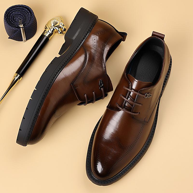 Solid Color Business Casual Shoes for Men Spring Autumn New Designer Dress Shoes Male Fashion Groom's Wedding Shoe Man