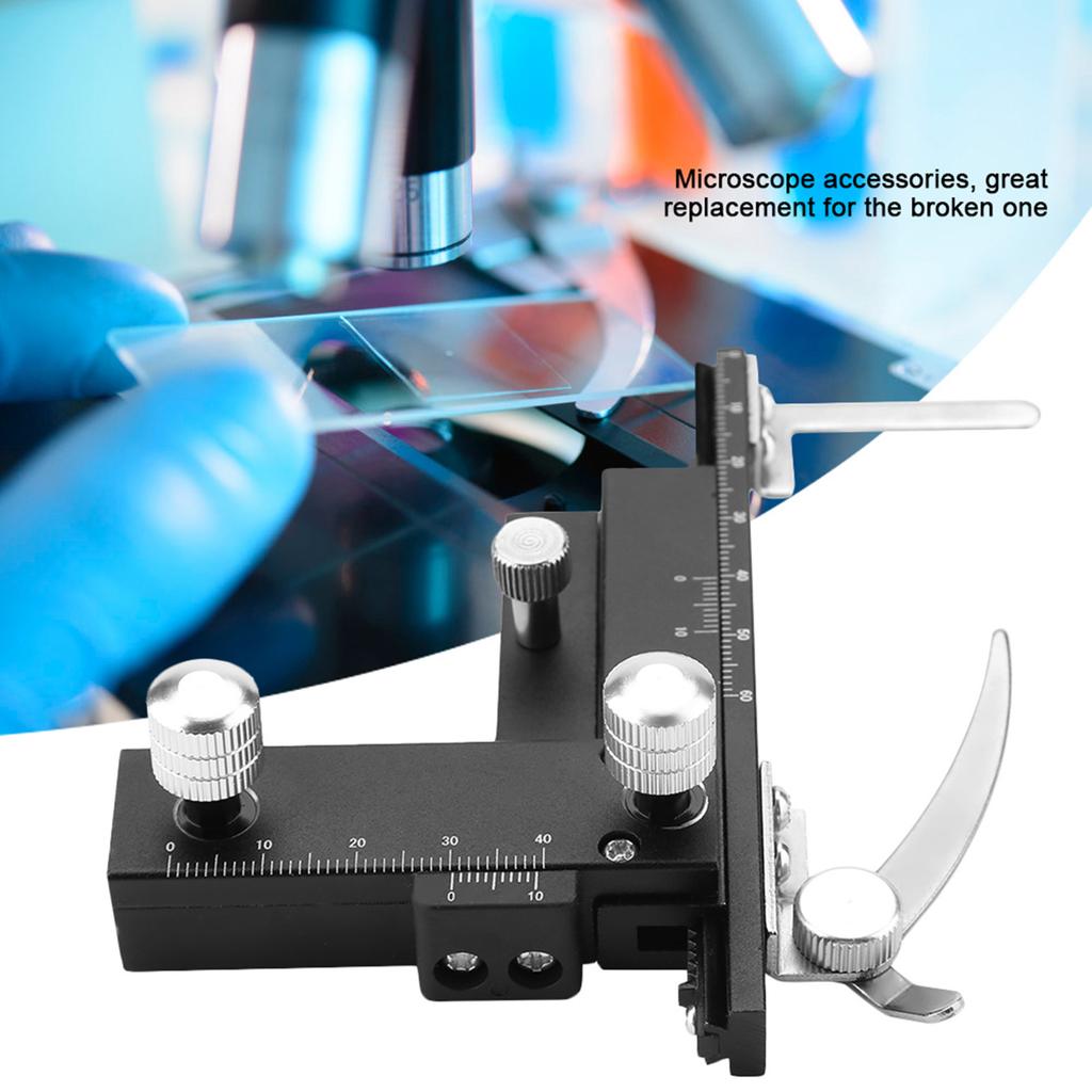 Microscope Accessories Movable Caliper Ruler Mechanical Stage X‑Y Moveable Stage with Scale