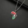  African Map Fist Symbol Pendant Necklace Stainless Steel Country Ethiopia Flag Map Necklaces Lives Matter Ethnic Jewelry