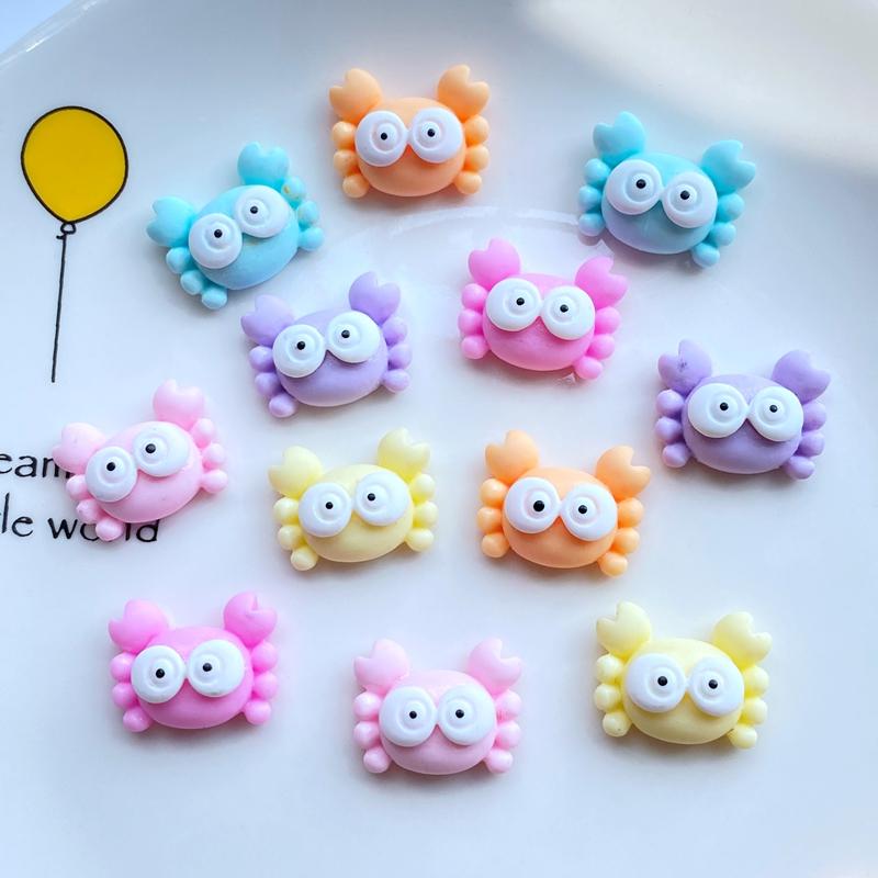 20Pcs New Cute Mini Cartoon Crab Animal FlatBack Resin Cabochons Scrapbooking DIY Jewelry Craft Decoration Accessorie