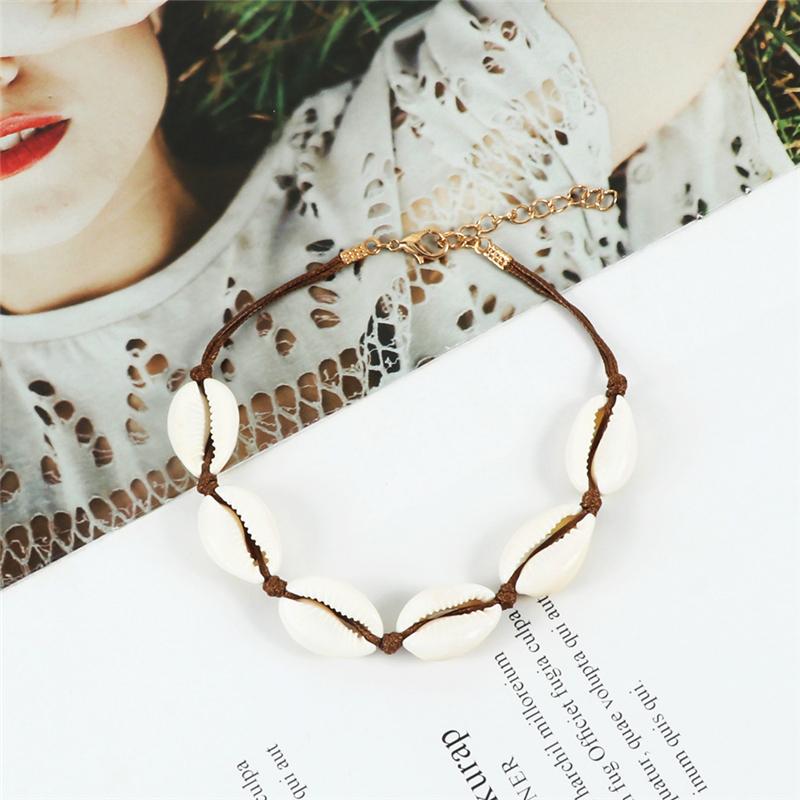 Fashion Women Anklets Bracelet Woven Shell Conch Rope Barefoot Bracelets Bangles Leg Ankle Chain Foot Jewelry Best Friend Gift