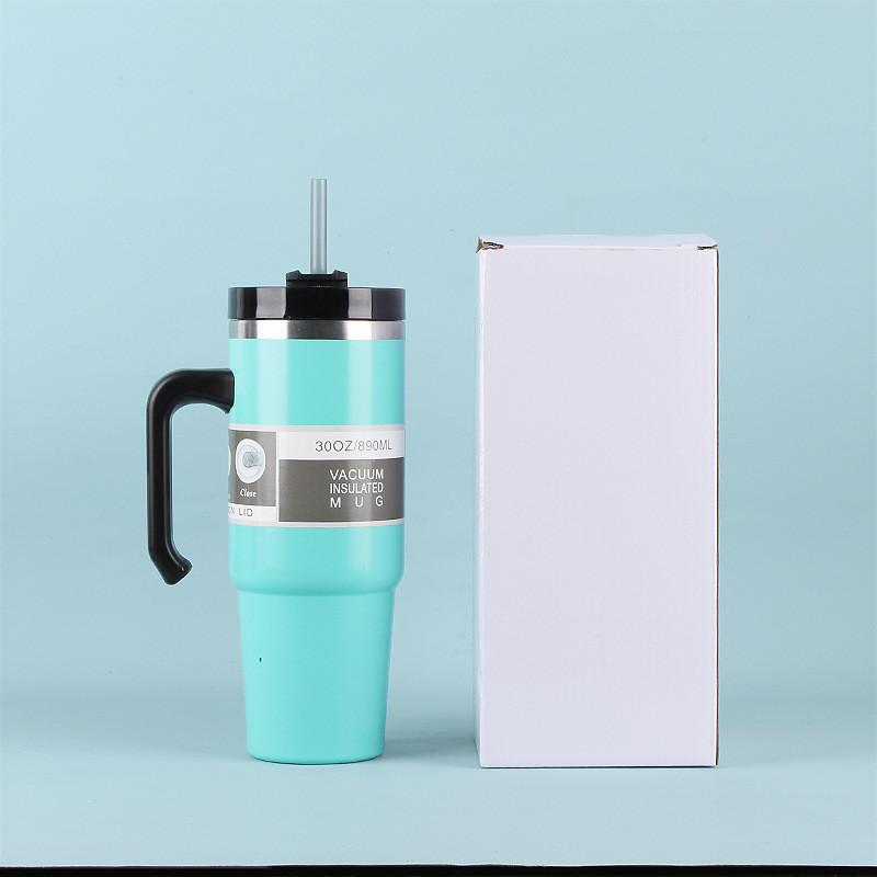 30oz Tumbler With Handle And Straw Lid Stainless Steel Insulated Tumblers Travel Coffee Mug For Hot And Cold Beverages