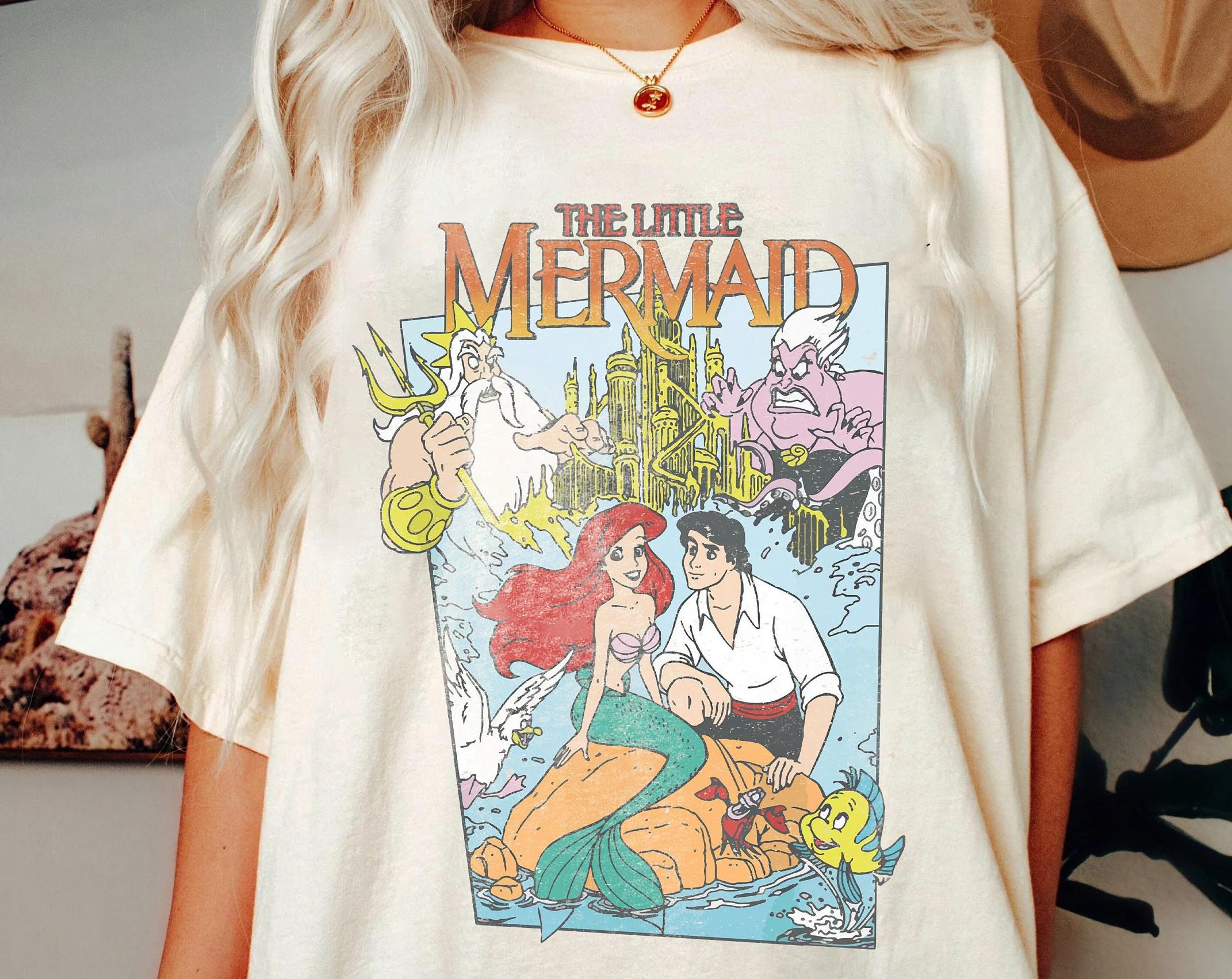 

2026 Summer Disney The Little Mermaid Graphic Tshirt Men Women Fashion Cotton Quality Casual Loose Short Sleeve Classic Unisex S