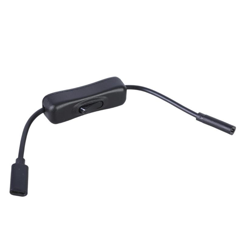 Type C Extension Cable Wire with Power Switching Button, 480Mbps Data 5V3A Charging Cord for LED Light Fan Lamp Black