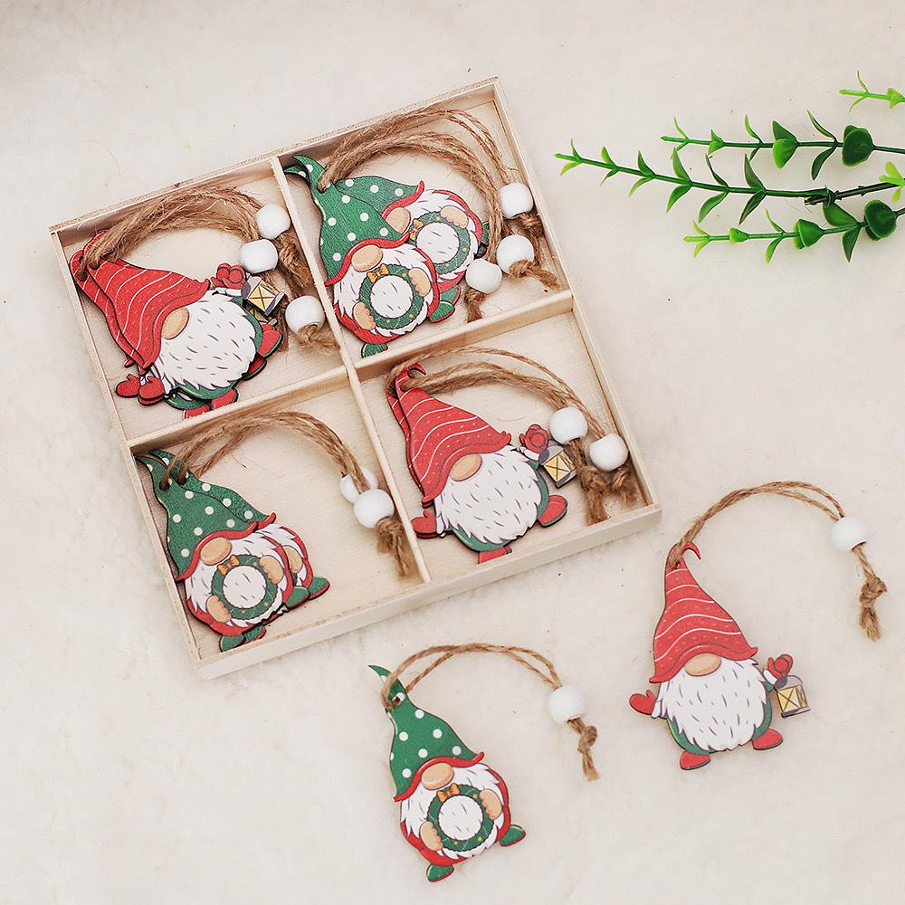 Wooden Faceless Doll Pendant for Christmas & Easter Decorations