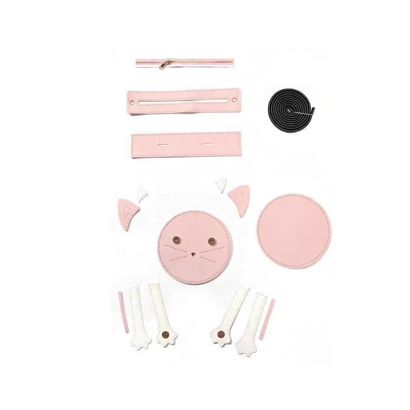 

WTEMPO Retro Hand-woven Bag Making Materials Coin Purse Making DIY Materials Cute Cat-shaped Zipper Single Shoulder Bag 1set розовый