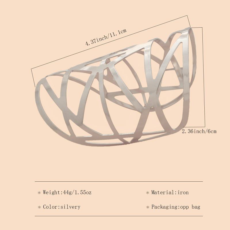 Women's European & American Fashion Metal Hollow-Out Exaggerated Elastic Bracelet Armlet