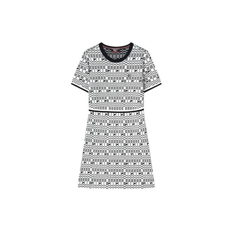 

FILA Logo Embroidered Pattern Breathable Fashion Casual Elegant Short Sleeve Dress Women dresses Legendary-Blue F11W321313FNV M
