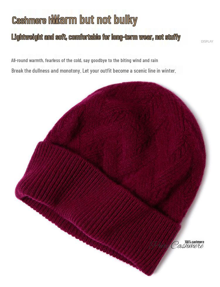 Unisex 100% Pure Goat Cashmere Hat: Warm, Fashionable, and Versatile Knit for Autumn and Winter