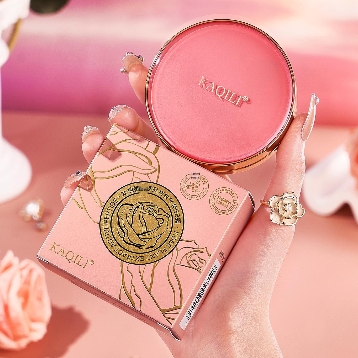 

Набор полипептидного BB-крема Kaqili Rose: Стойкий кушон, увлажняющий и освежающий, с консилером и сменным блоком.