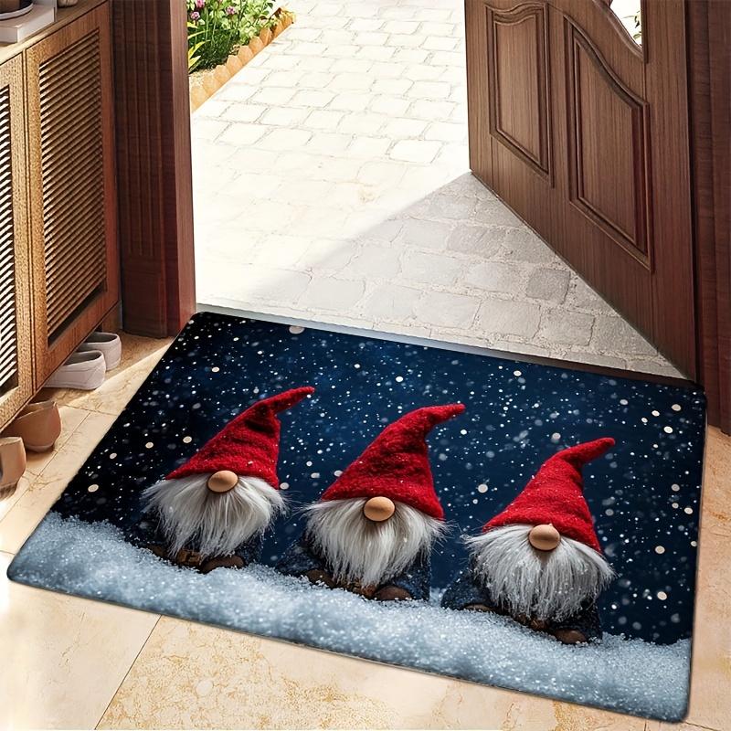 

1pc Christmas Gnome Door Mat, 0.47inch Thick Flannel, Machine Washable, Festive Red-Hatted Elf Design, Ideal for Kitchen or Livi 40x60cm