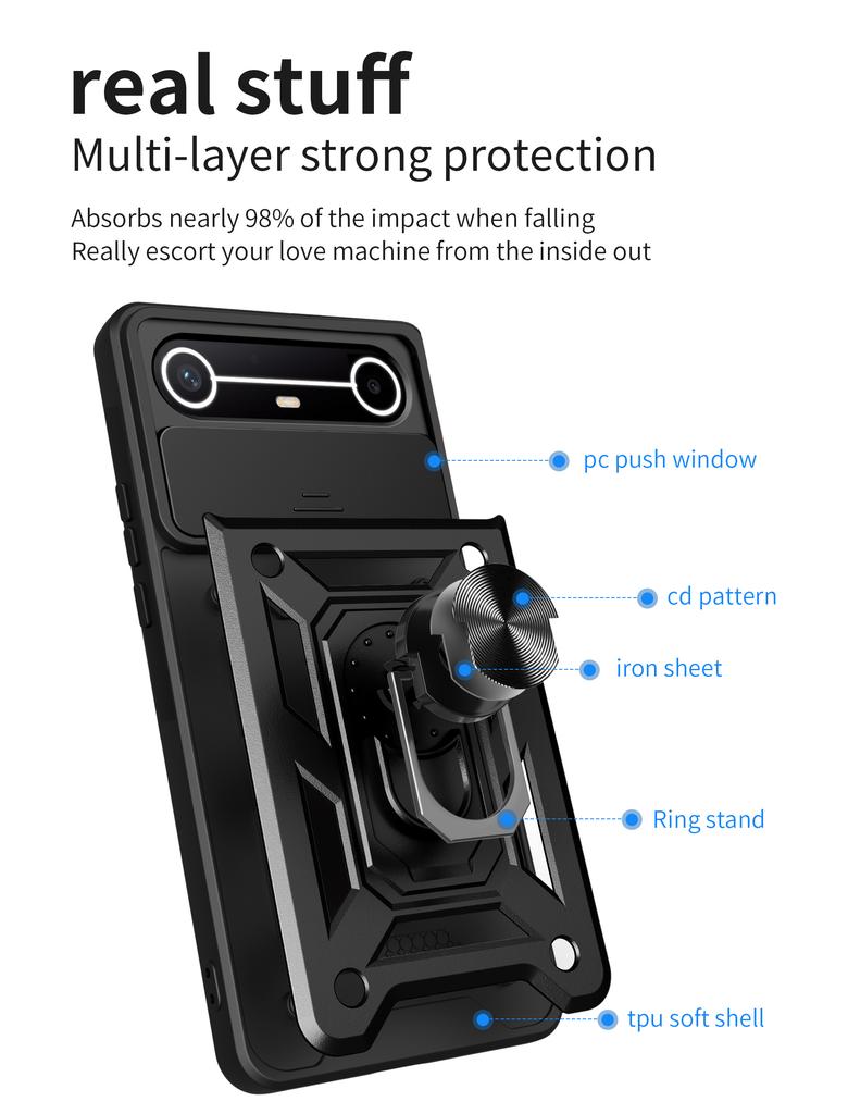 Armor Case For Tecno Pova 7 6 Neo 4 5 7 Neo 7 Ultra Curve Slim 5G Case Shockproof Slide Lens Protector Phone Cover