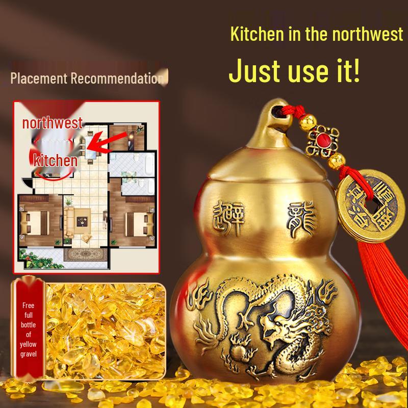 Feng Shui Copper Fire Dragon Gourd Ornament