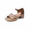 Sandals women's small summer new soft leather platform open-toed casual flat high heel one-word sandals