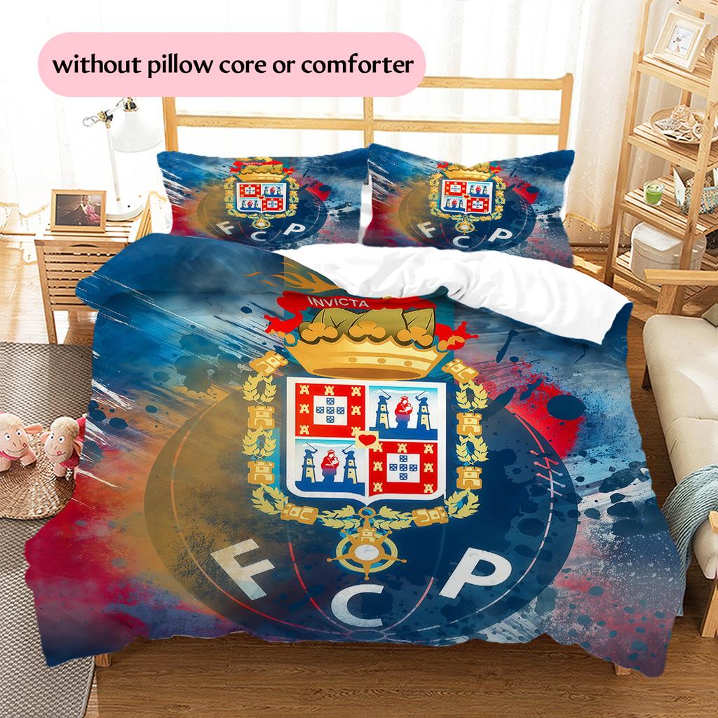 Futebol Clube do Porto Pattern Bedding Quilt Set  Home Decoration  Gift (1 * duvet cover + 2 * pillowcase  without core)
