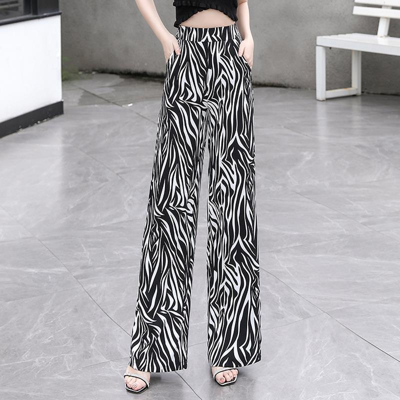 2025 Women's High-Waisted Ice Silk Wide-Leg Pants - Summer Style with Drape Design