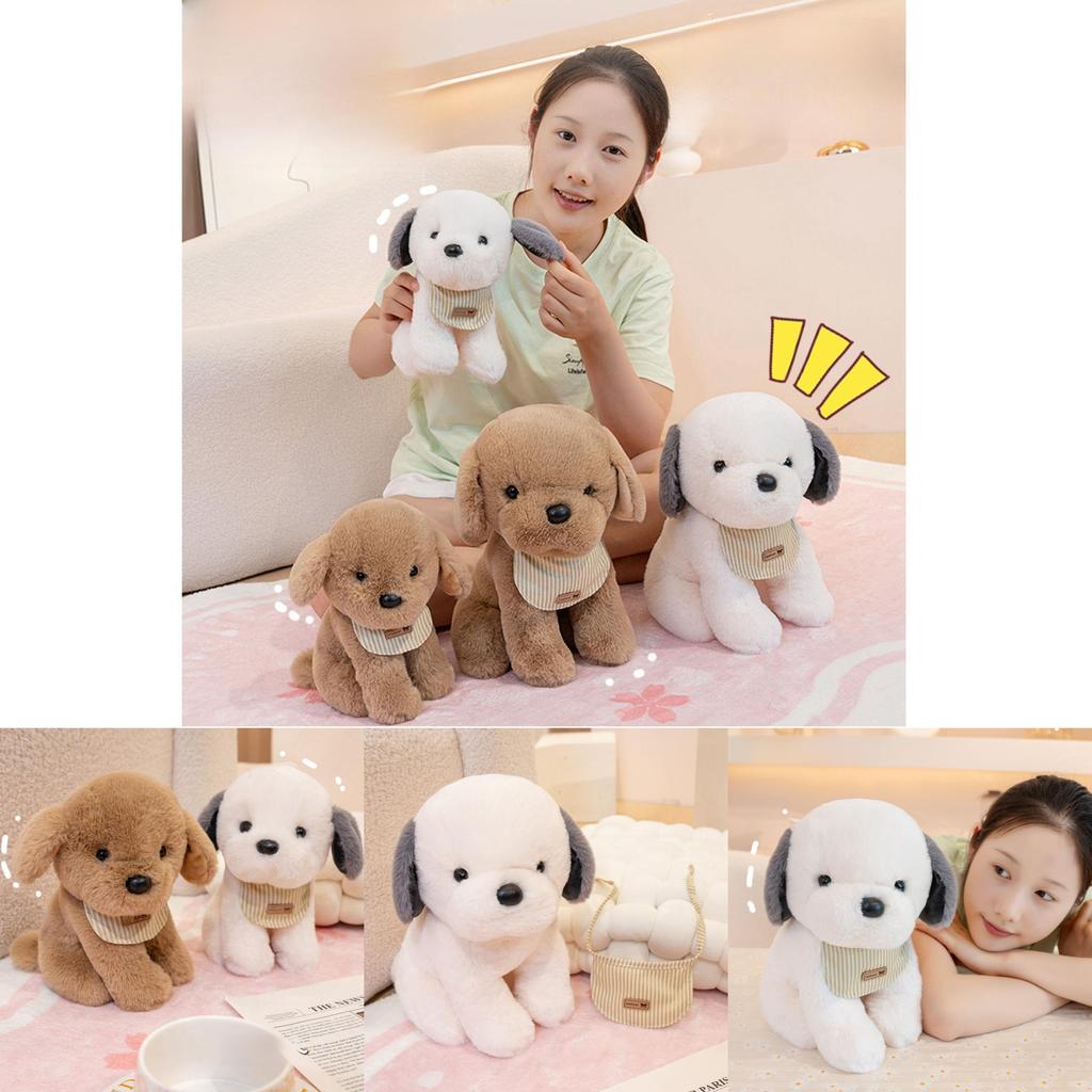Cute Sitting Dog Plushie With Short Fur Material For Childrens Bedroom Decor