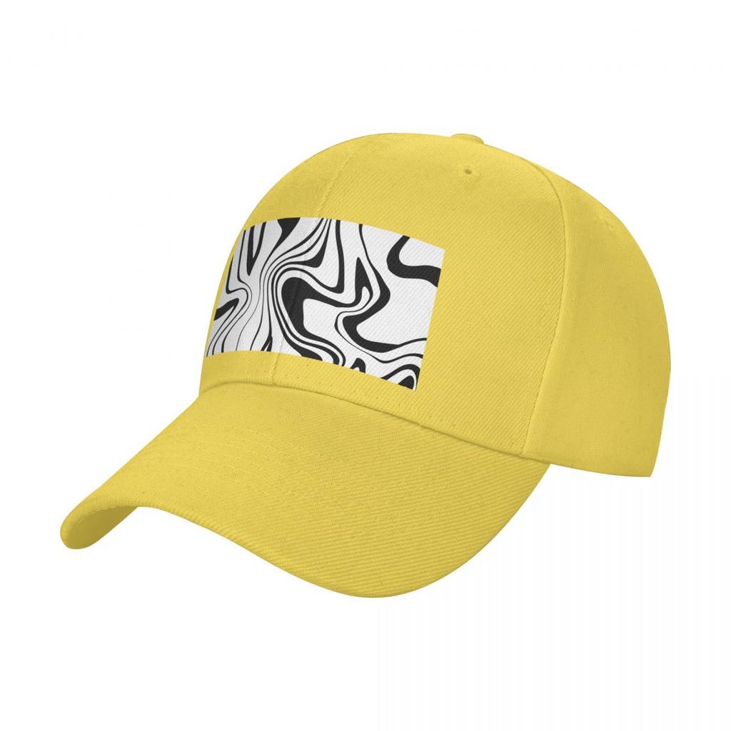 Black and White Trippy Print Baseball Cap Gentleman Hat Luxury  Rave Men Womens