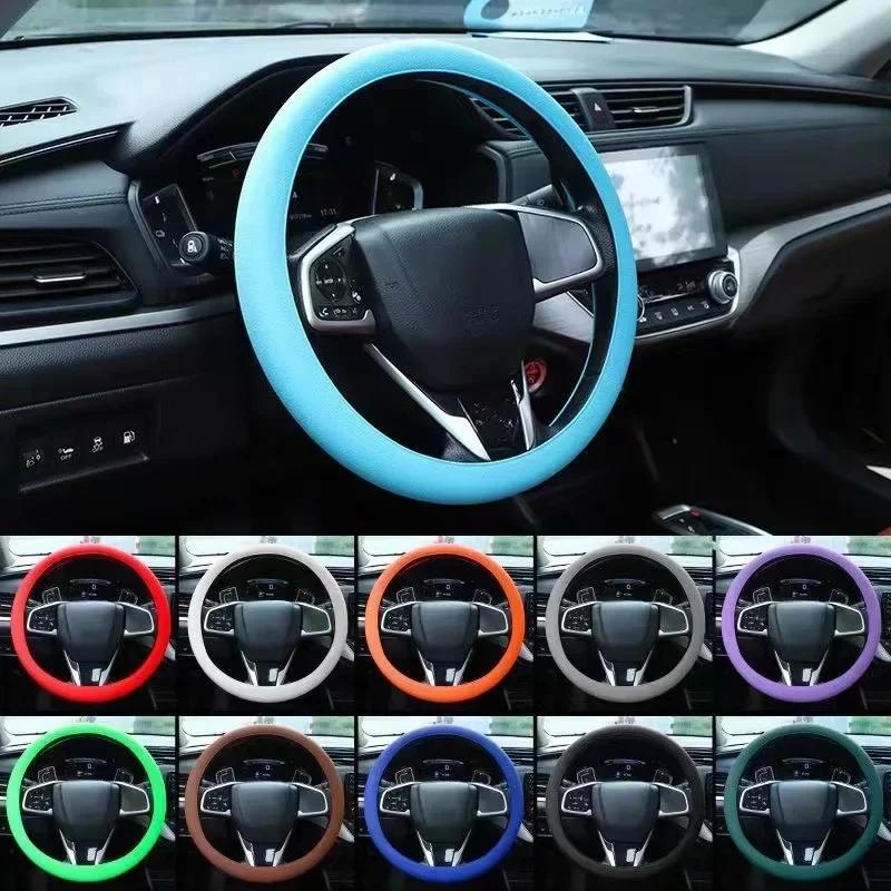 Car Decoration Silicone Steering Wheel Cover Elastic Protetive Cover Multi Color Auto Interior Silica Gel Decoration Covers For