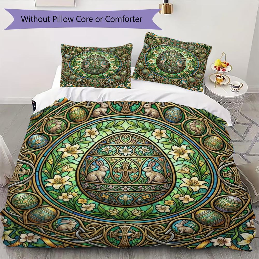 

Easter Pattern Bedding uilt Set uilt Cover Pillowcase Home Decoration Birthday Gift (1 * duvet cover + 2 * pillowcase without core)6 135x200cm