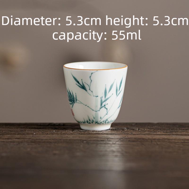 Handbemalte Keramik-Teetasse Unterglasur Blau Lotus Bambus Orchidee Teezeremonie Tasse Chinesisches Gongfu Tee-Set