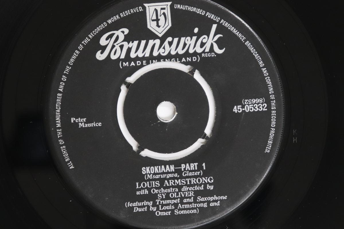 

7-дюймовая пластинка ЛУИ АРМСТРОНГ - Skokiaan 4505332 BRUNSWICK 1954 Великобритания Джаз Б/У