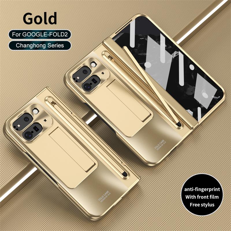 

Чехол для телефона Google Pixel 9 10 Pro Fold 2 с шарниром, сенсорным стилусом, закаленным стеклом, подставкой, противоударный, 360° Полностью защитный чехол For Pixel 9 Pro