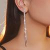 Rhinestone Long Fringed Internet Celebrity Stud Earrings, Earrings, Temperament Versatile Simple Earrings Women