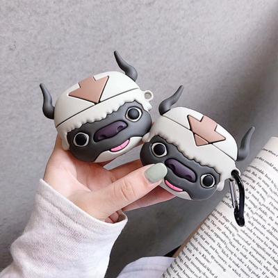 Ochranné pouzdro na sluchátka Měkké Anti-shock Cartoon Caw Anime Avatar Appa Silikonový kryt sluchátek kompatibilní s Bluetooth s karabinou pro AirPods 1/2/Pro