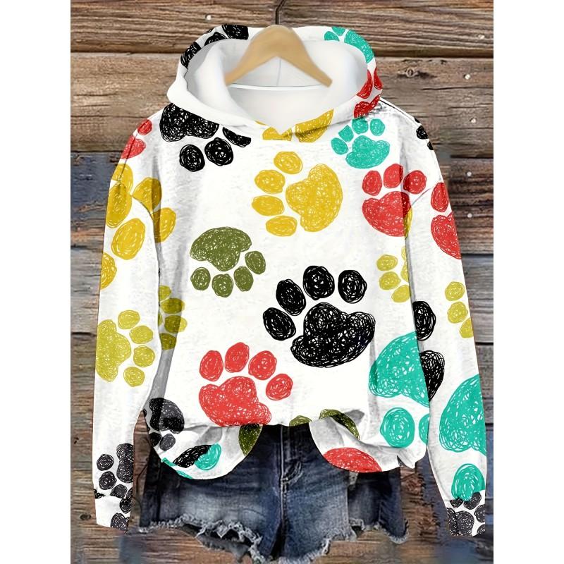 Womens Oversized Hoodie With 3D Digital Dog Print Casual Comfortable Sweatshirt 2025