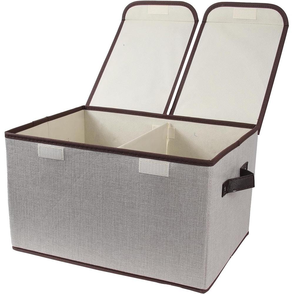 with Double-Lid Fabric Storage Box Dividers Home Storage Organizer  for Home Closet Office