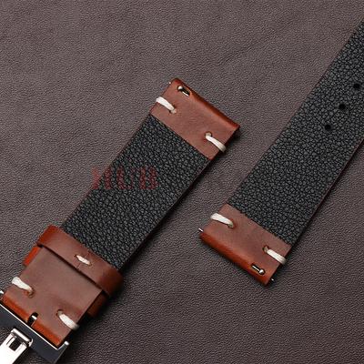 18mm 20mm 22mmBracelet for Seiko Vintage Oil Wax Leather Watch Band Men Women Butterfly Buckle Stitching Cowhide Strap for Omega