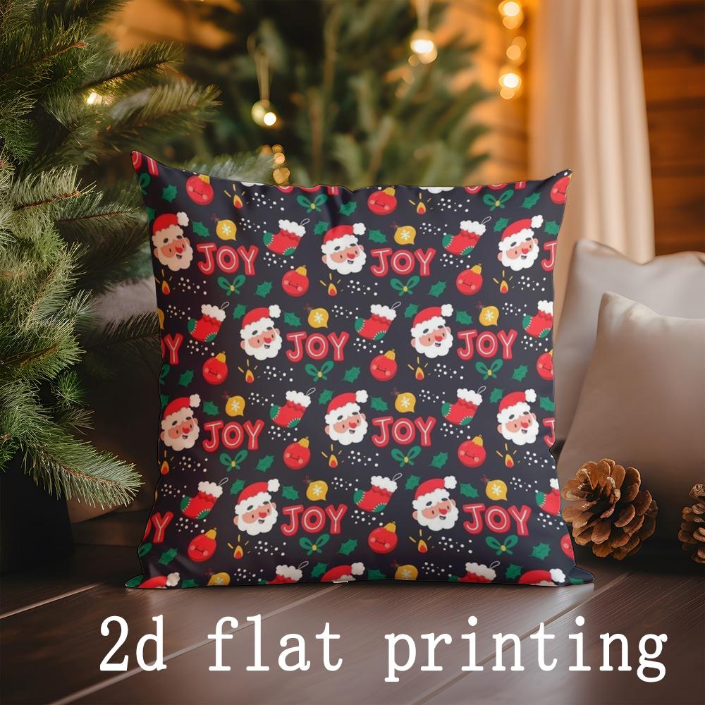 Home Decor Christmas Santa Pattern Pillowcase Suitable For Sofa Bedroom Car Pillow Cover Cushion Rectangular Back Cushion